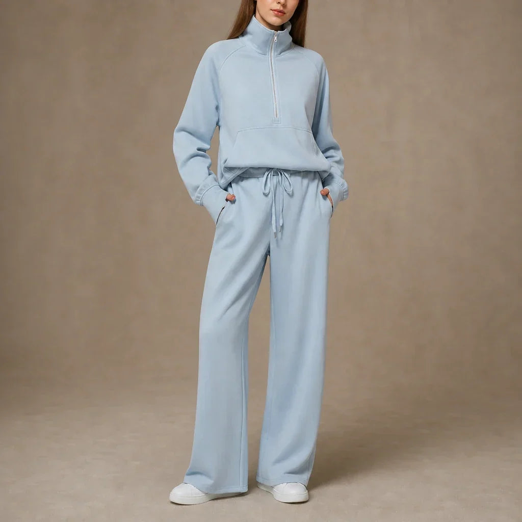 Ease & Elsewhere Ribbed Oversized Top And Wide-Leg Pants Set - Elena Harper