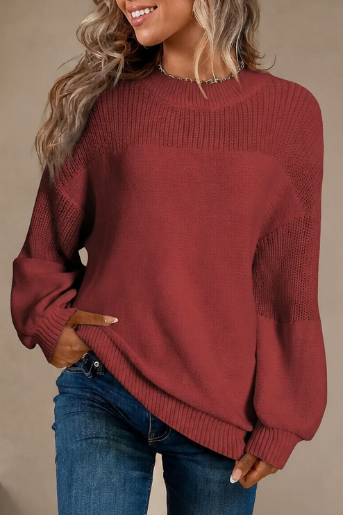 Cozelin Ribbed Knit Dropped-Shoulder Oversized Sweater - Elena Harper
