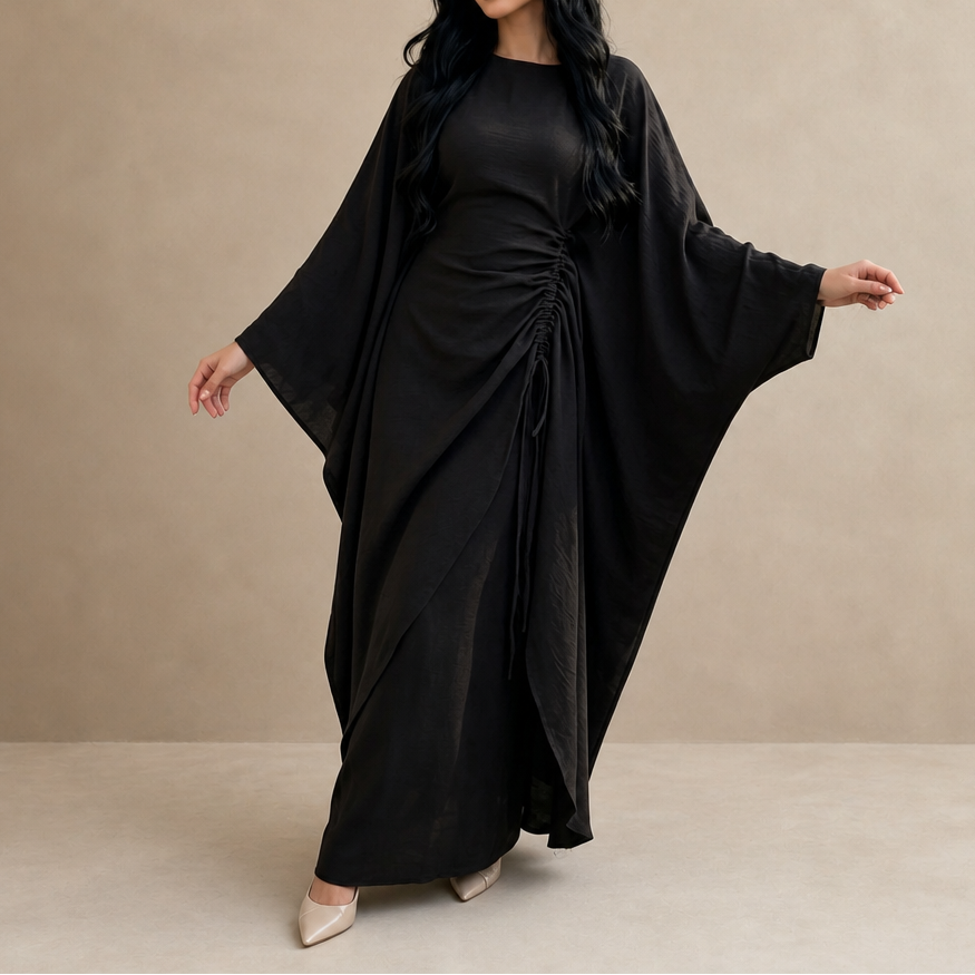 Cinchara Ruched Waist Batwing Kaftan Two-Piece Set - Elena Harper