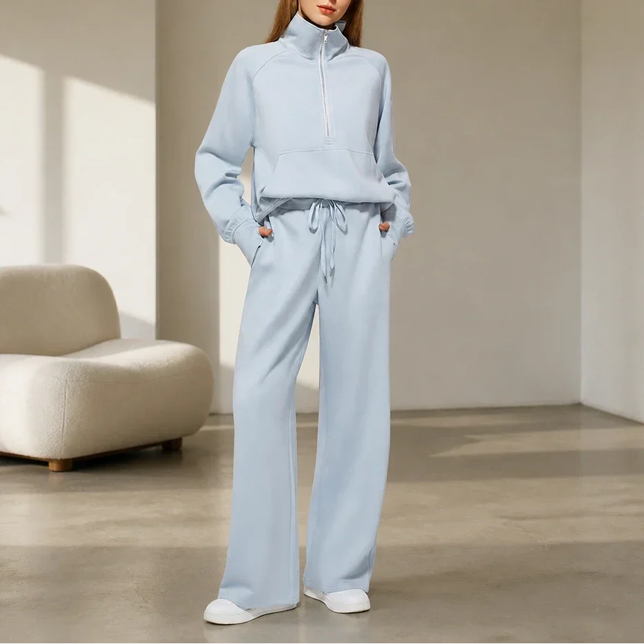 Easewell – Half-Zip Top And Wide-Leg Trouser Set