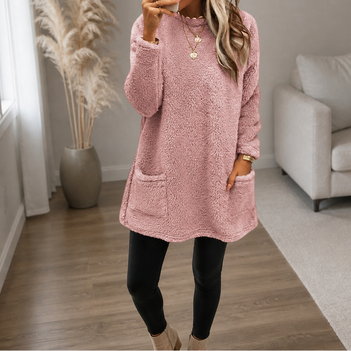 Coreheat Brushed Fleece-Lined Longline Tunic Top - Elena Harper