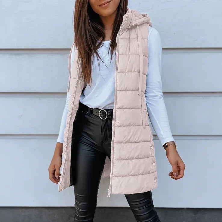 Coverelle Long Hooded Puffer Vest - Elena Harper
