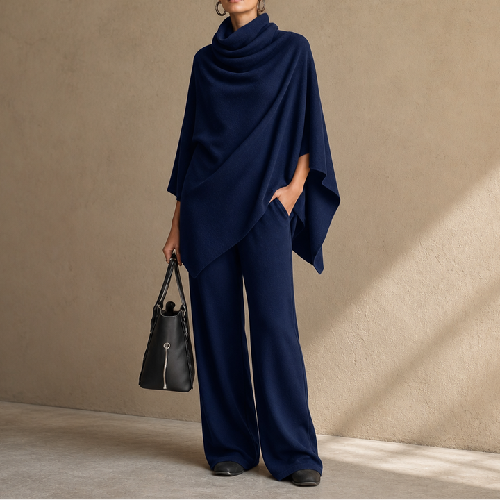 Draperie Cowl-Neck Cape Top And Wide-Leg Trousers Set - Elena Harper