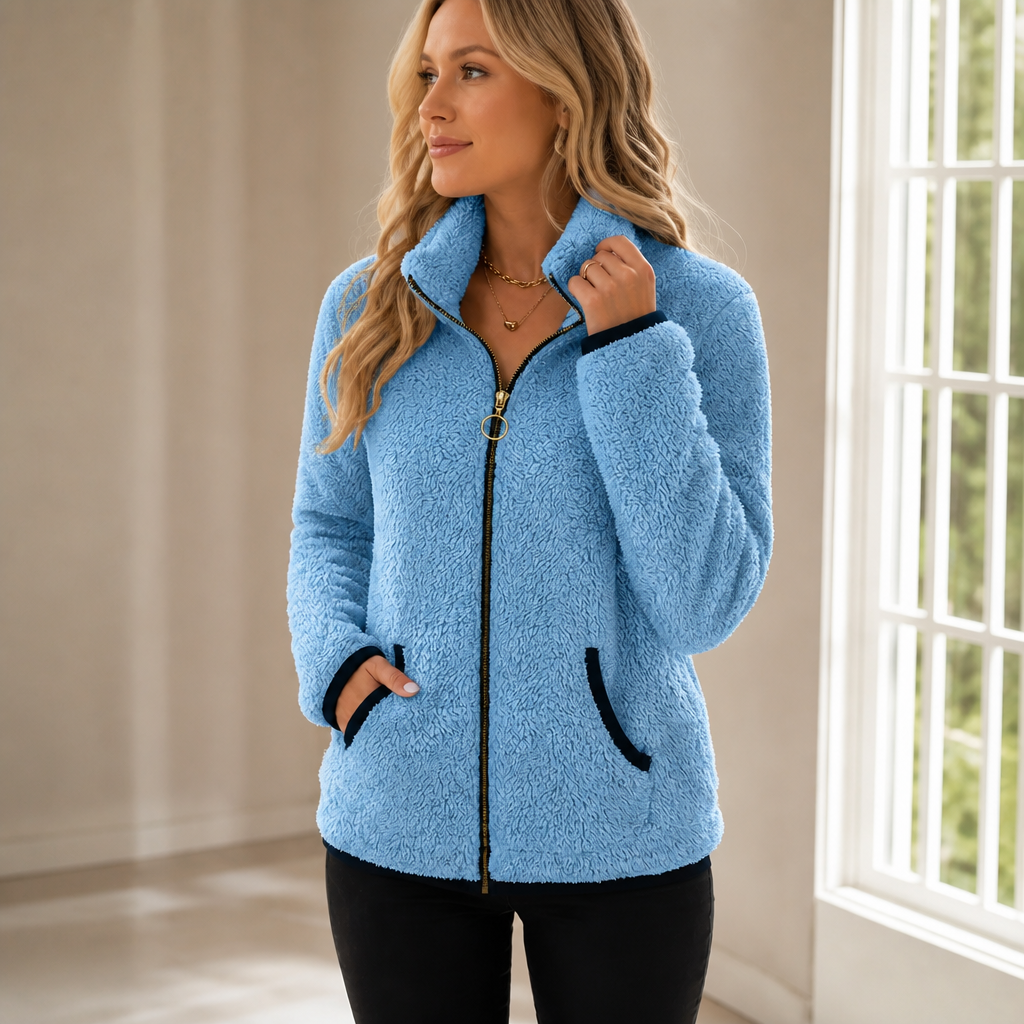 Cozyline Double-Layer Fleece-Look Zip Jacket - Elena Harper