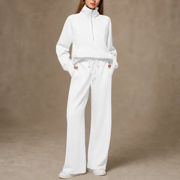 Ease & Elsewhere Ribbed Oversized Top And Wide-Leg Pants Set - Elena Harper