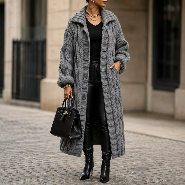 Cablehaven – Oversized Cable-Knit Long Cardigan