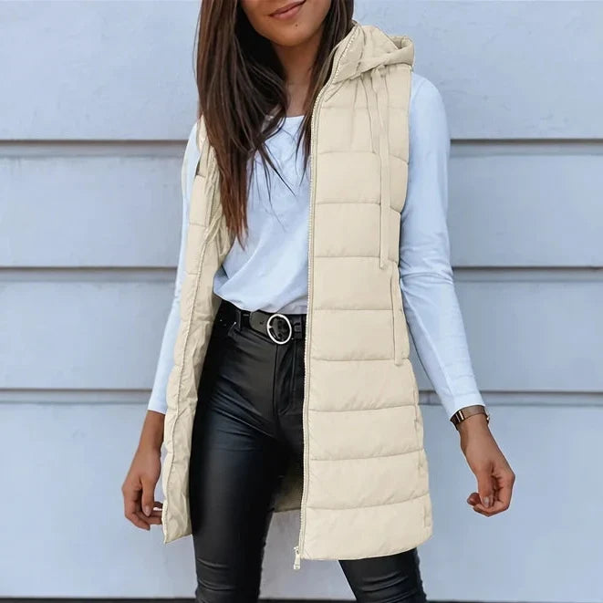 Coverelle Long Hooded Puffer Vest - Elena Harper