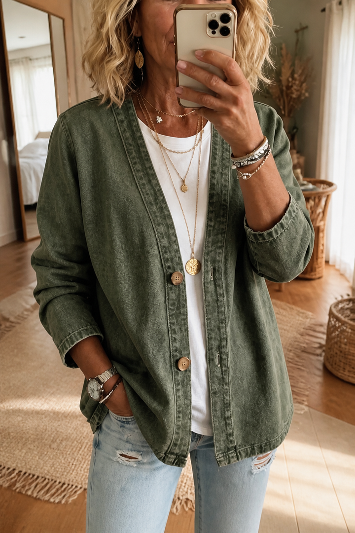 Corriveau Washed Denim-Look Jacket - Elena Harper