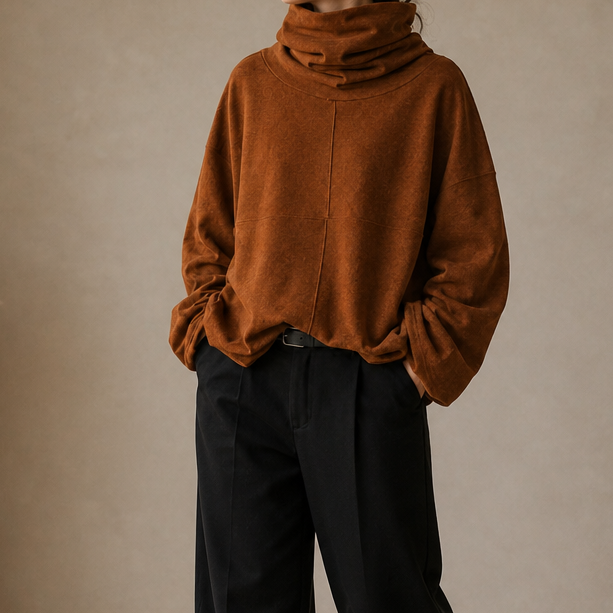 Cowlmara Brushed Cowl-Neck Oversized Pullover - Elena Harper
