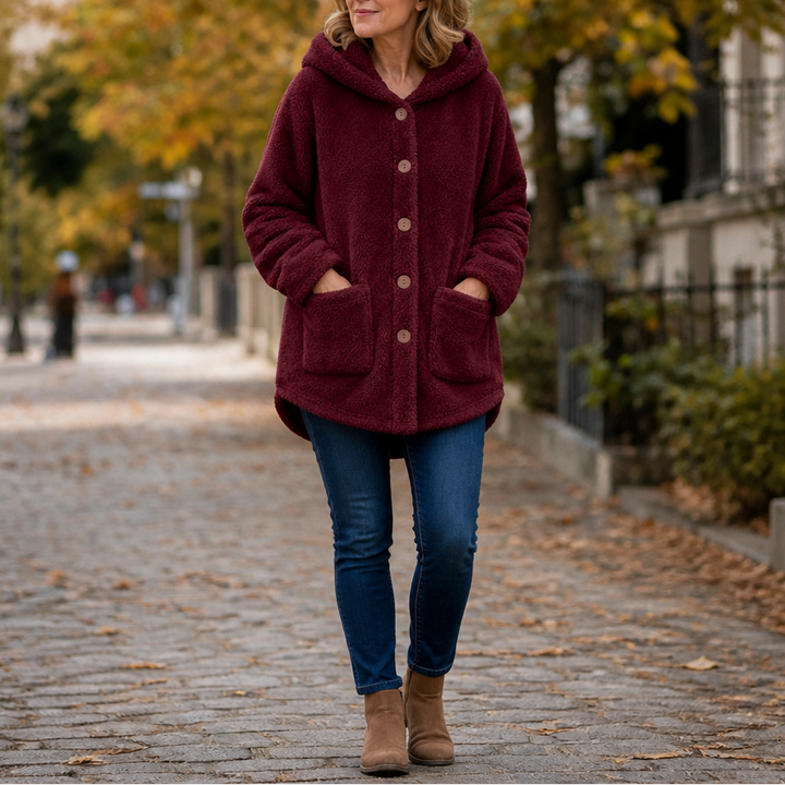 Cozyvale Button-Front Hooded Winter Jacket - Elena Harper