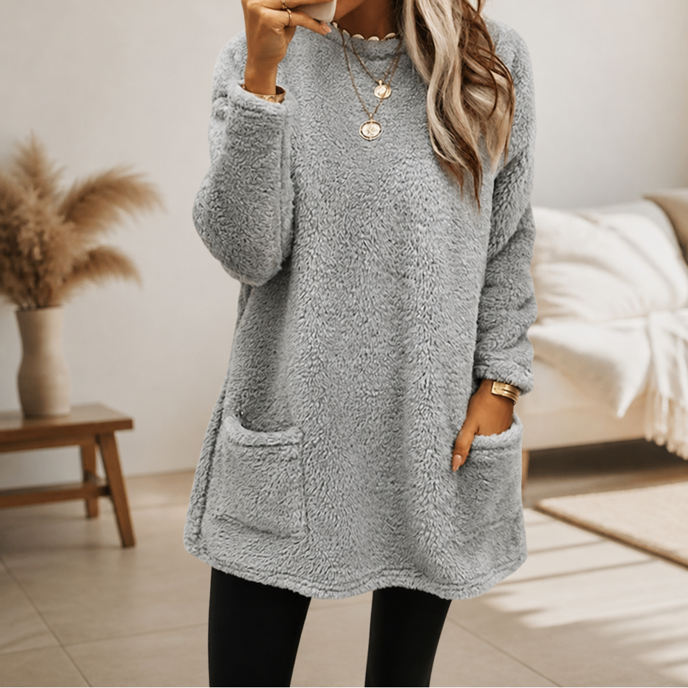 Coreheat Brushed Fleece-Lined Longline Tunic Top - Elena Harper