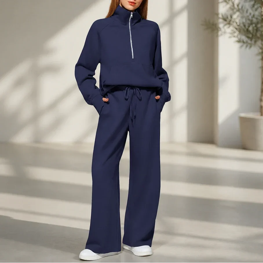 Easewell – Half-Zip Top And Wide-Leg Trouser Set