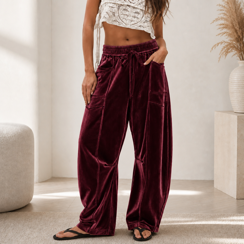 Draperie Ribbed Corduroy Wide-Leg Drawstring Pants - Elena Harper