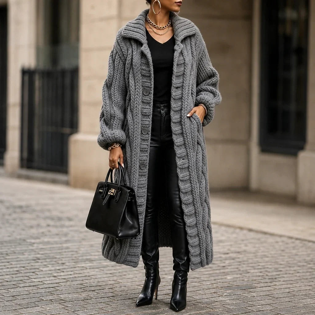Cablehaven – Oversized Cable-Knit Long Cardigan
