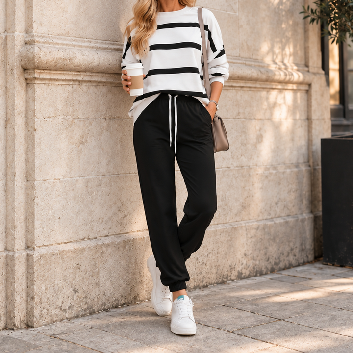 Effortlyn Striped Two-Piece Jogger Set - Elena Harper