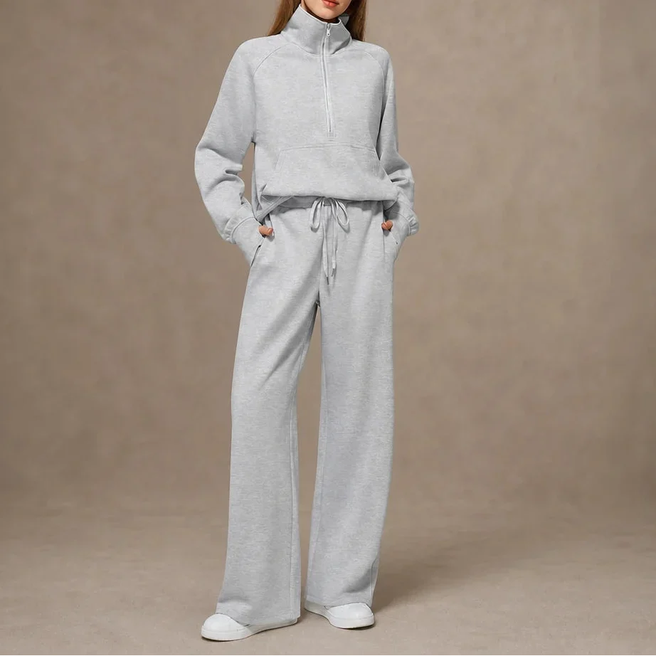 Ease & Elsewhere Ribbed Oversized Top And Wide-Leg Pants Set - Elena Harper