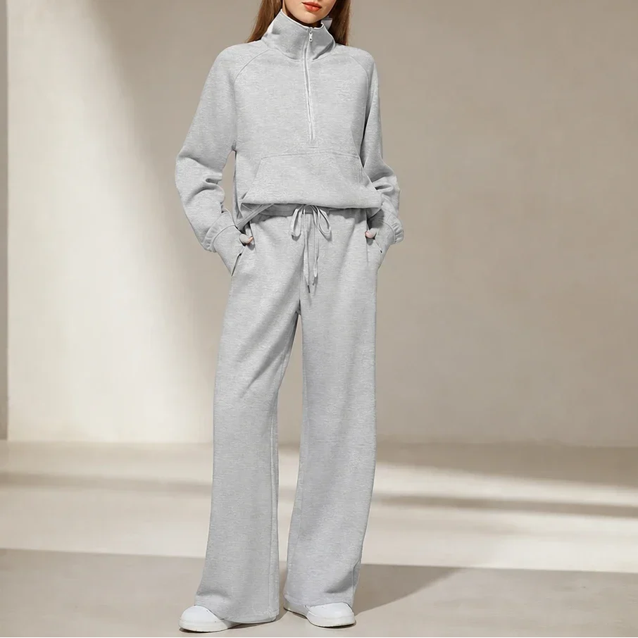 Easewell – Half-Zip Top And Wide-Leg Trouser Set