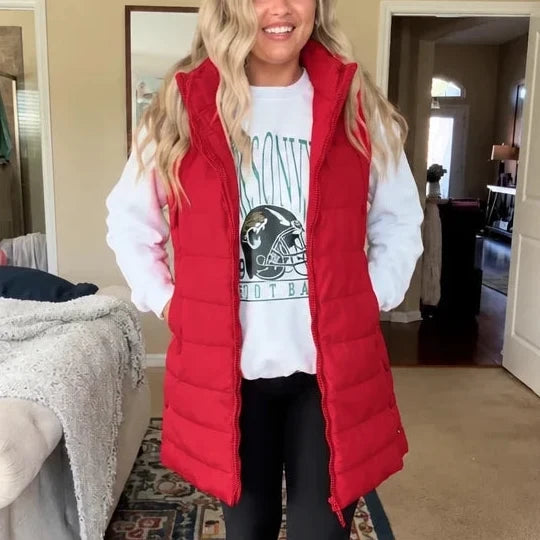 Coverelle Long Hooded Puffer Vest - Elena Harper