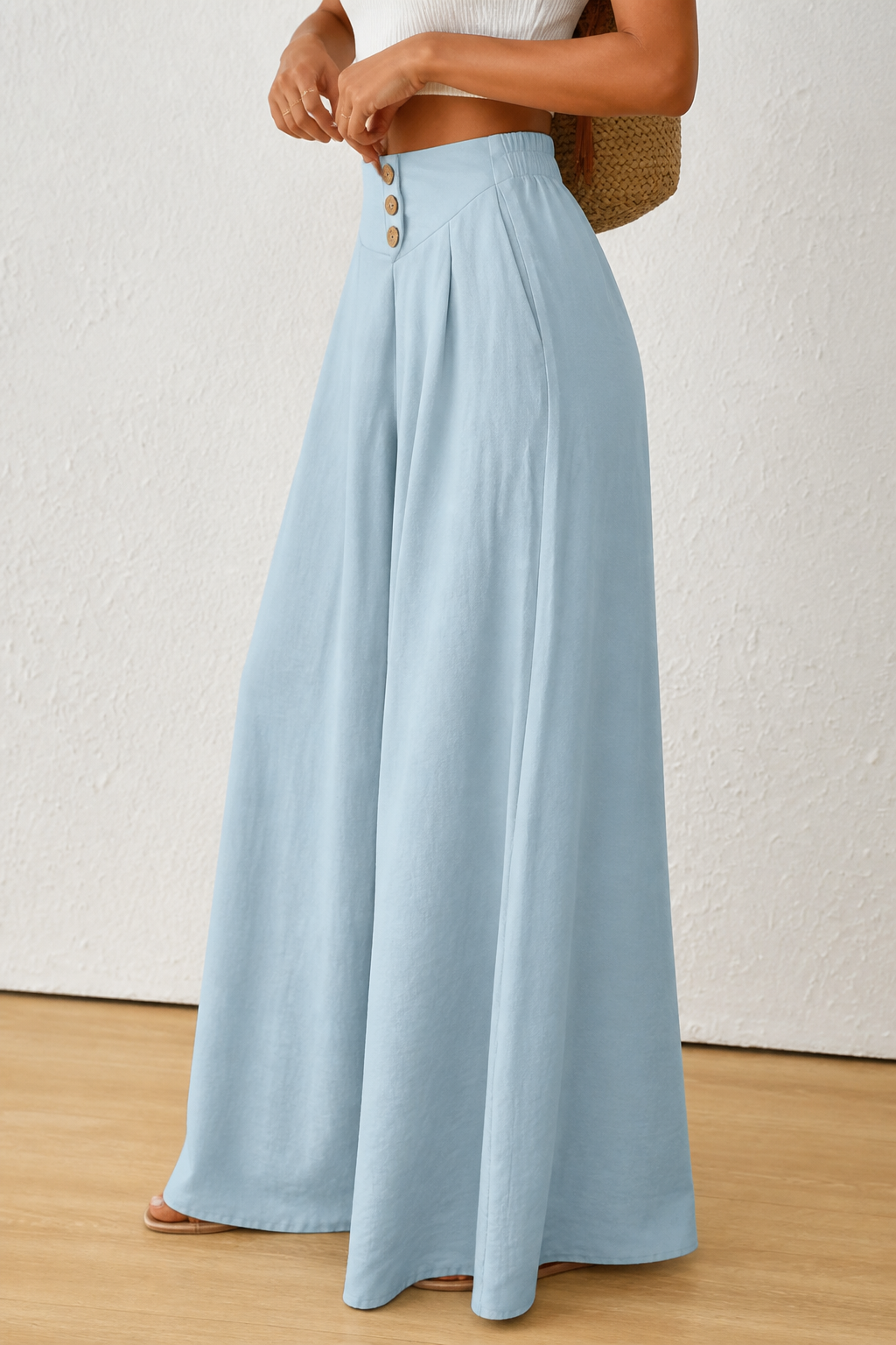 Draperie High-Waisted Pleated Wide-Leg Trousers - Elena Harper
