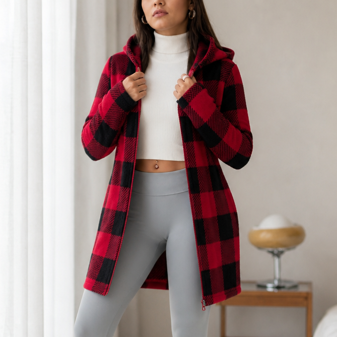 Checkhaven Buffalo Check Hooded Zip Jacket - Elena Harper