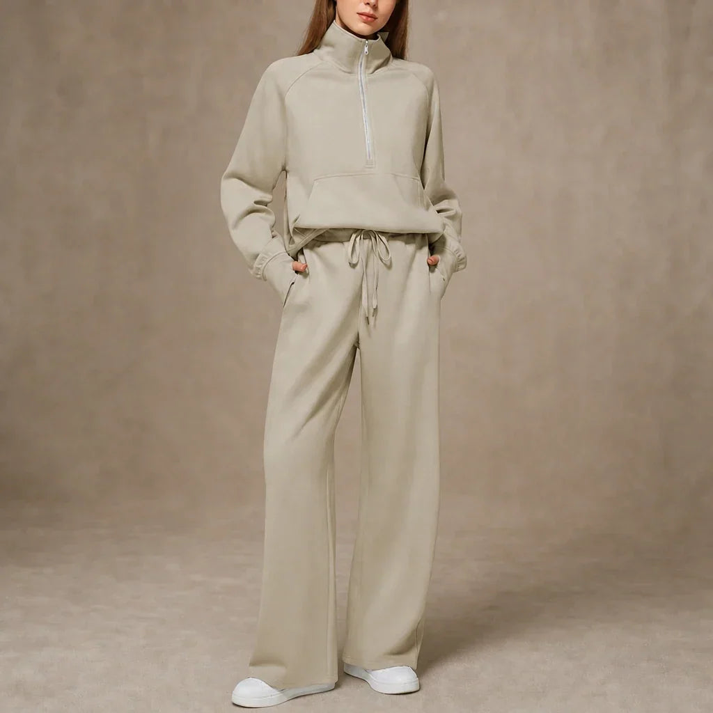 Ease & Elsewhere Ribbed Oversized Top And Wide-Leg Pants Set - Elena Harper
