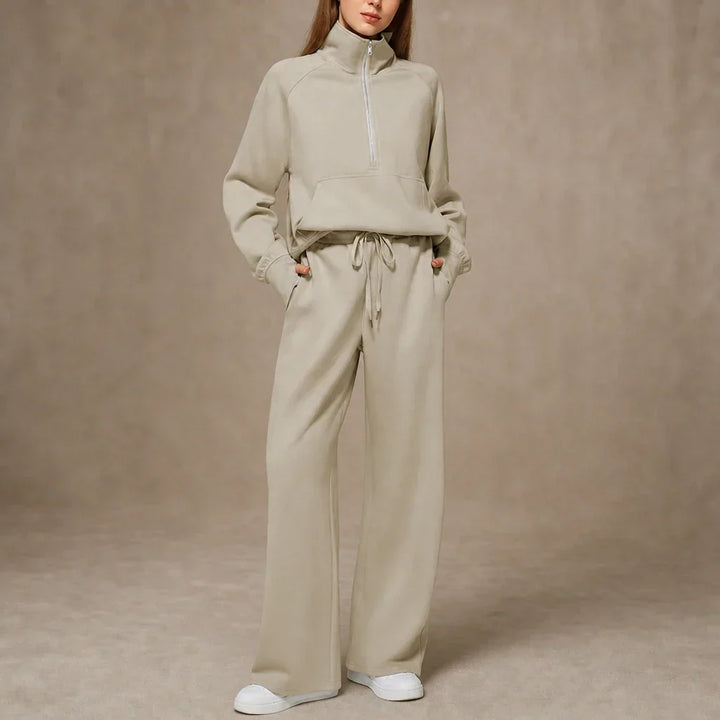Ease & Elsewhere Ribbed Oversized Top And Wide-Leg Pants Set - Elena Harper