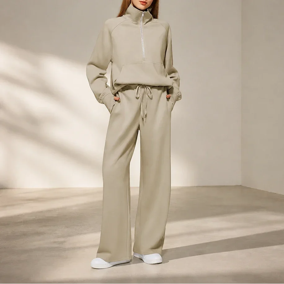 Easewell – Half-Zip Top And Wide-Leg Trouser Set