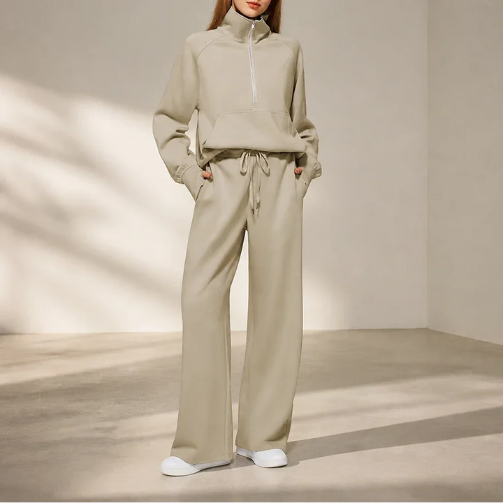 Easewell – Half-Zip Top And Wide-Leg Trouser Set