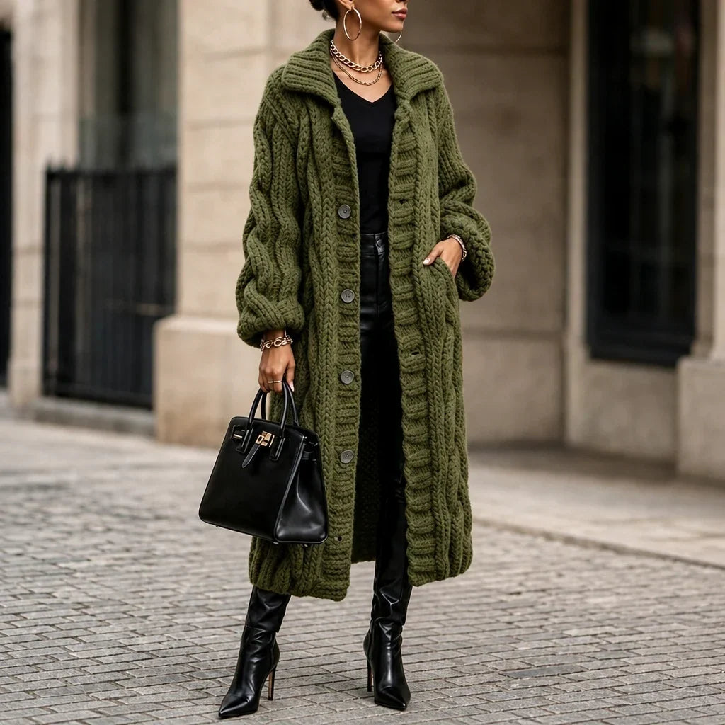 Cablehaven – Oversized Cable-Knit Long Cardigan