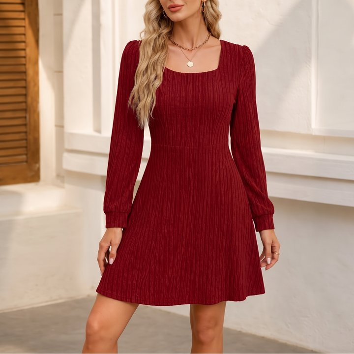 Bellora Square Neck Ribbed Babydoll Dress - Elena Harper
