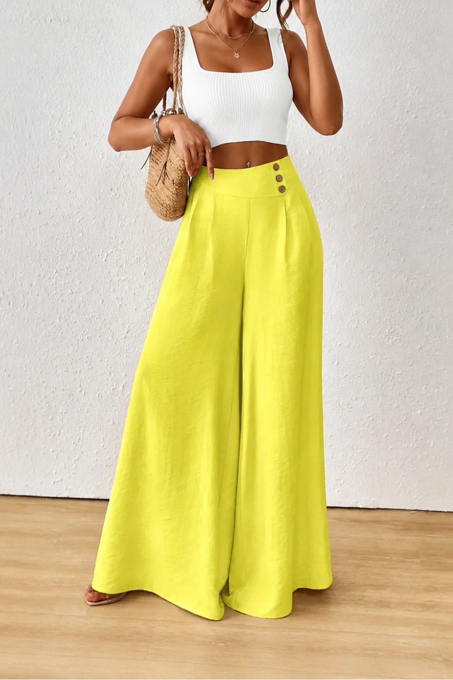 Draperie High-Waisted Pleated Wide-Leg Trousers - Elena Harper