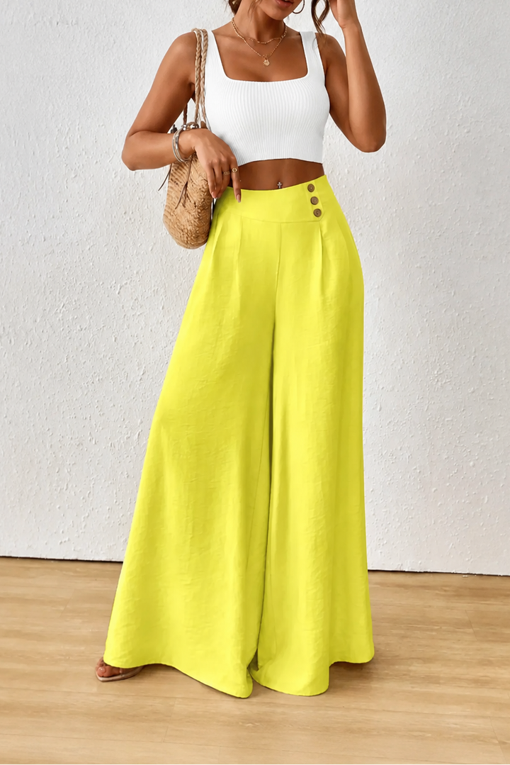 Draperie High-Waisted Pleated Wide-Leg Trousers - Elena Harper