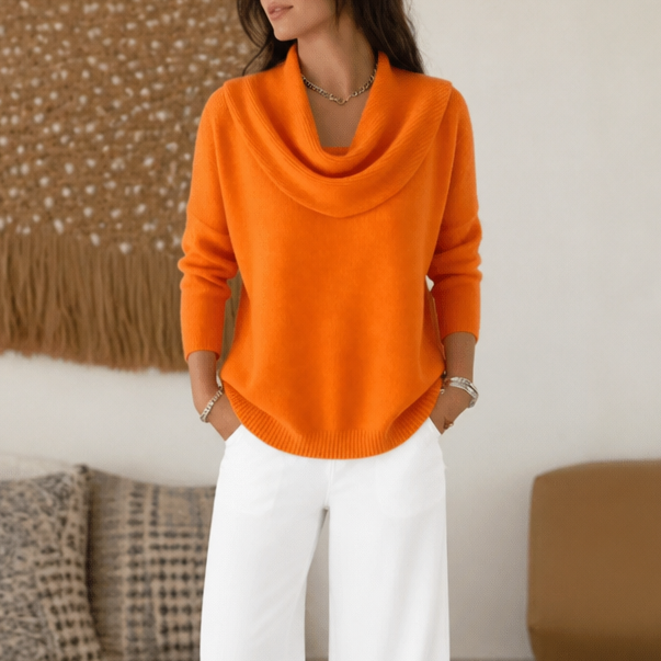 Draveline Cowl Neck Drape Knit Sweater - Elena Harper