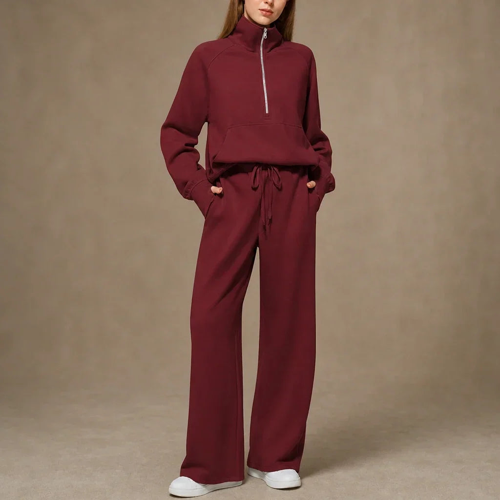 Ease & Elsewhere Ribbed Oversized Top And Wide-Leg Pants Set - Elena Harper