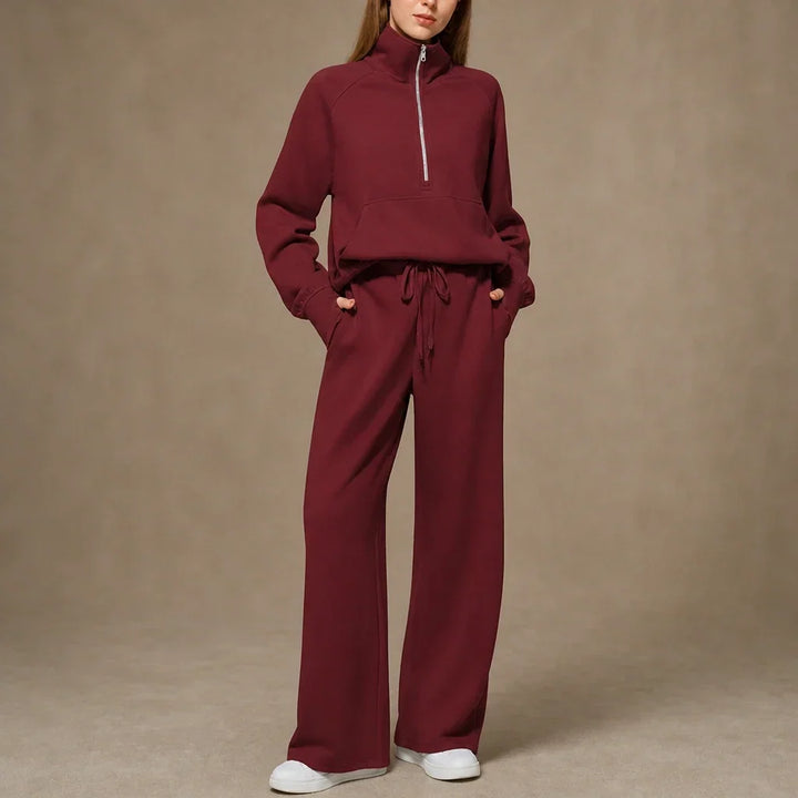 Ease & Elsewhere Ribbed Oversized Top And Wide-Leg Pants Set - Elena Harper