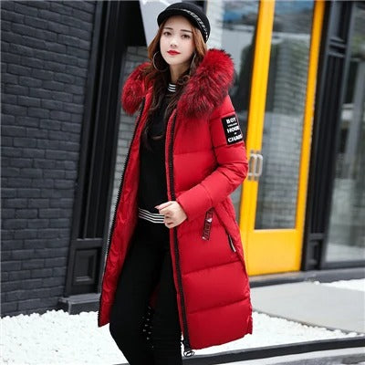 Aurélie - Elegant Long Down Jacket with Fur