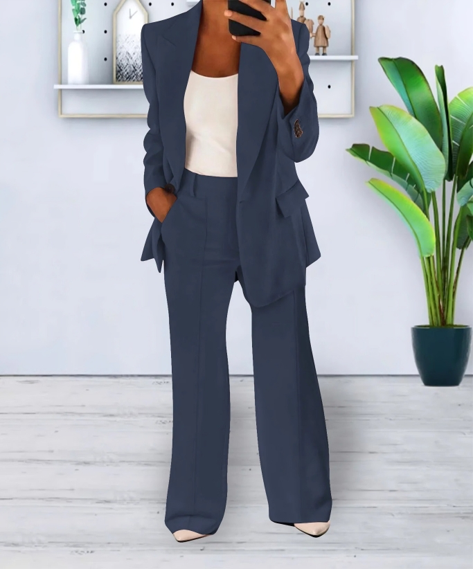 Blazer and Wide Leg Pants Two-Piece Set