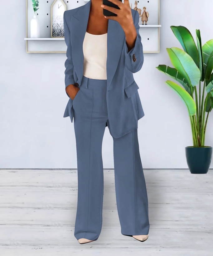 Blazer and Wide Leg Pants Two-Piece Set