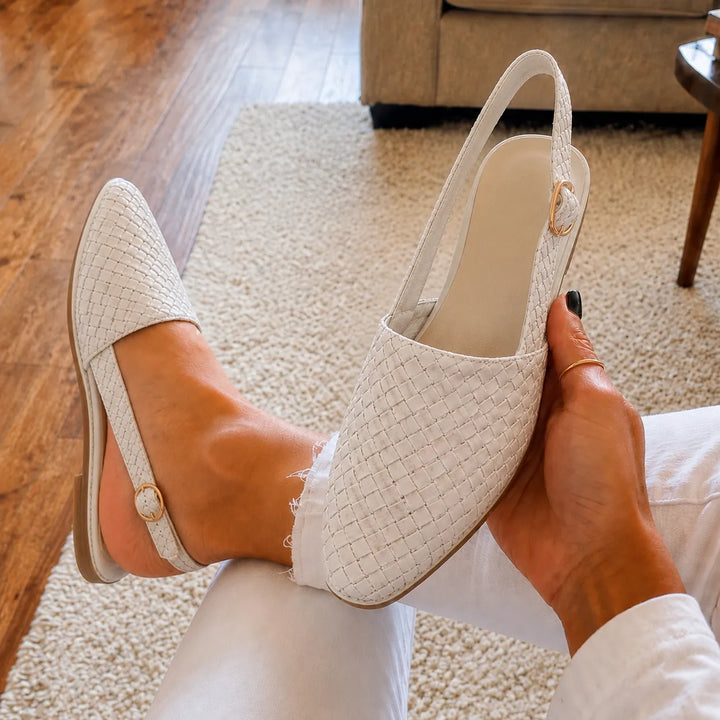 Aurora Woven Leather-Look Slingback Flats for Women - Elena Harper