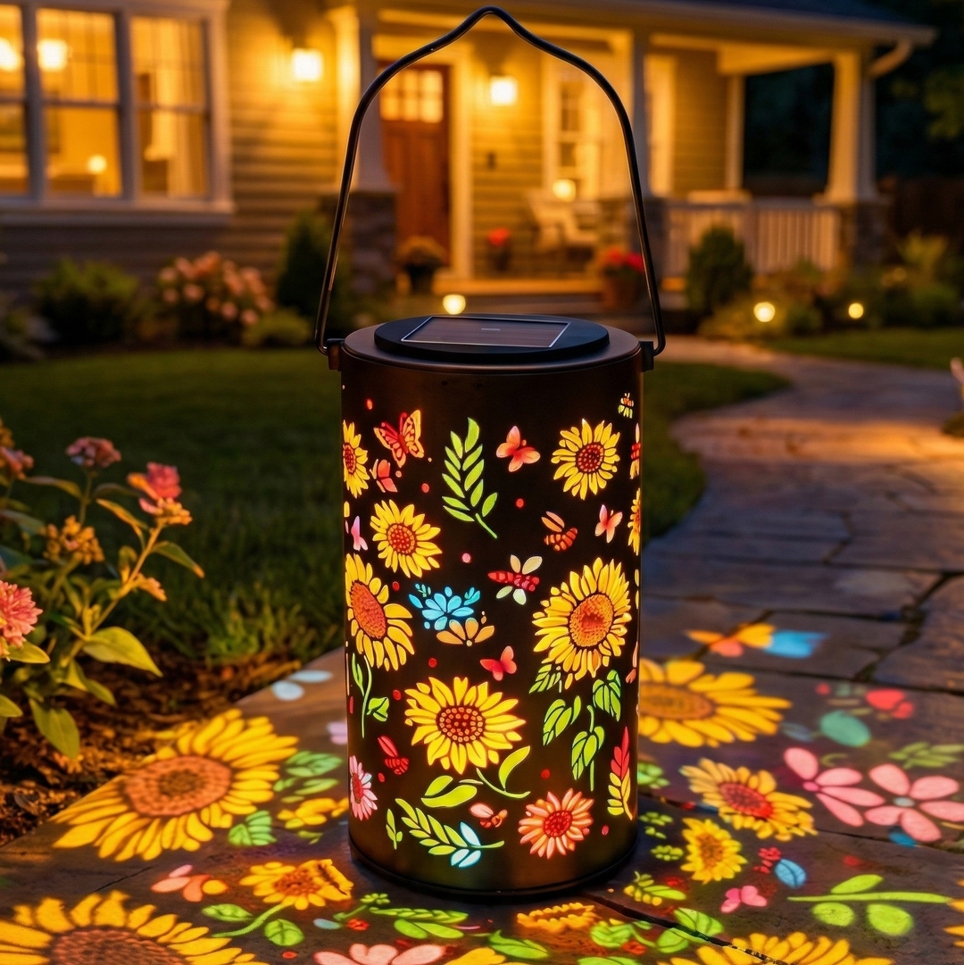Bloomara Solar Sunflower Lantern with Colorful Light Patterns - Elena Harper