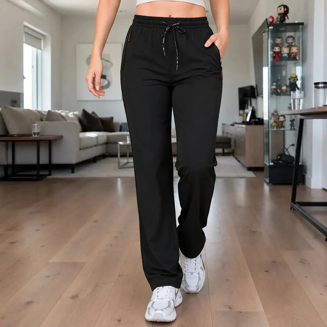 Aerelle – Women's Lightweight High Waist Pants with Zip Pockets