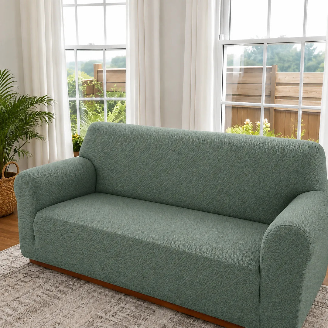 Covella Stretch Jacquard polyester Sofa Cover with Anti-Slip Foam Rods - Elena Harper