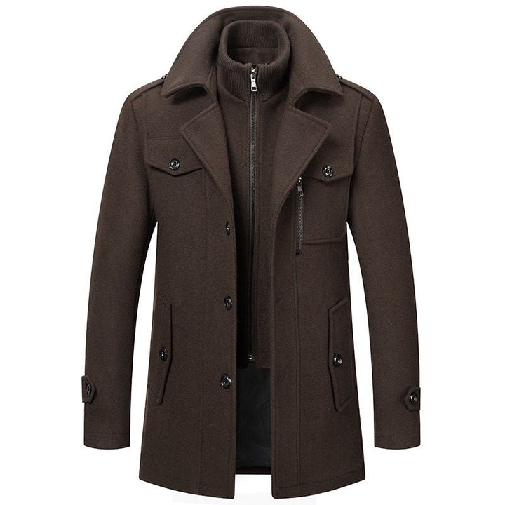 Refined Men's Winter Coat with Detachable Inner Vest and Lapels