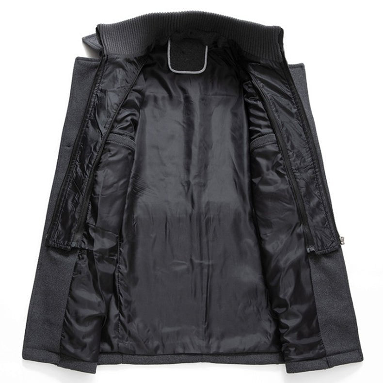 Refined Men's Winter Coat with Detachable Inner Vest and Lapels