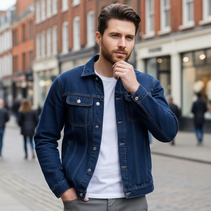 Men's Denim Jacket with Buttons