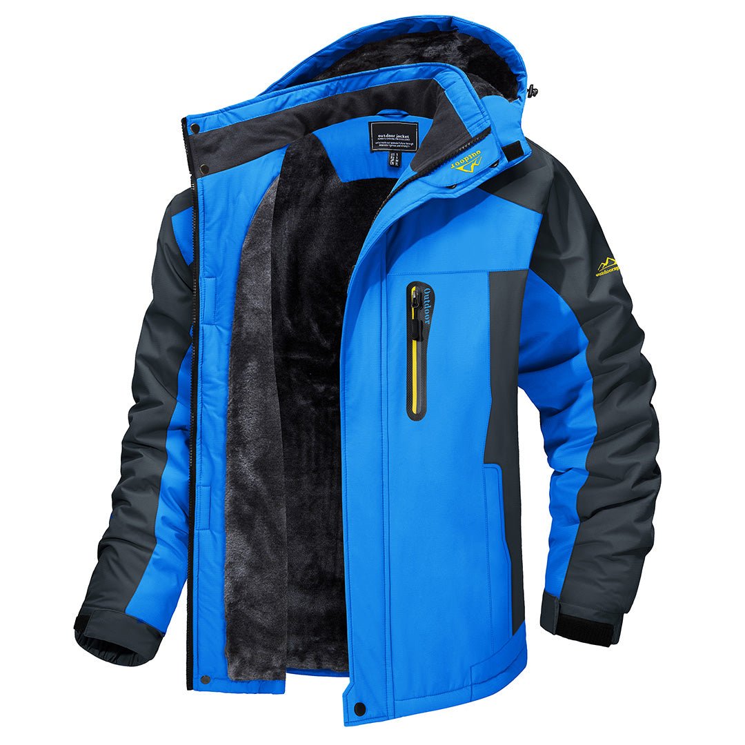 Men's Hooded Lined Jacket with High Collar and Zipper - Elena Harper
