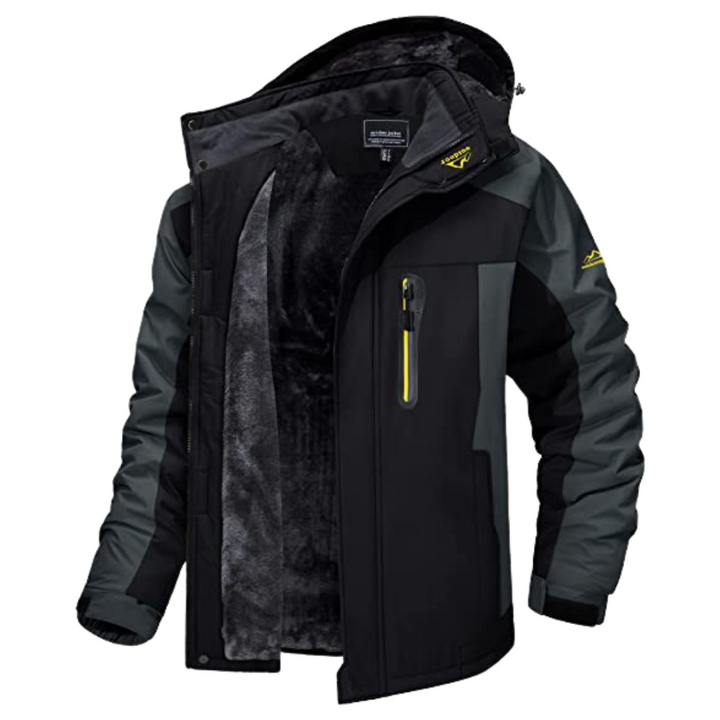 Men's Hooded Lined Jacket with High Collar and Zipper - Elena Harper