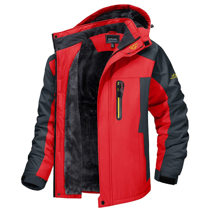 Men's Hooded Lined Jacket with High Collar and Zipper - Elena Harper
