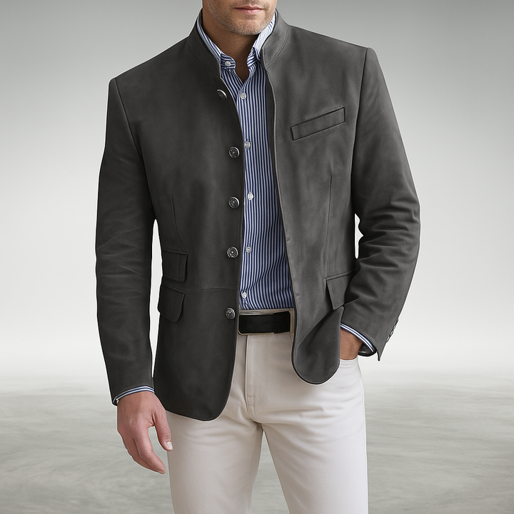 Men's Structured Jacket with High Collar - Elena Harper