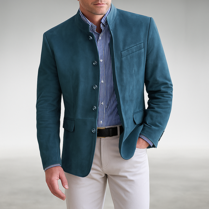 Men's Structured Jacket with High Collar - Elena Harper